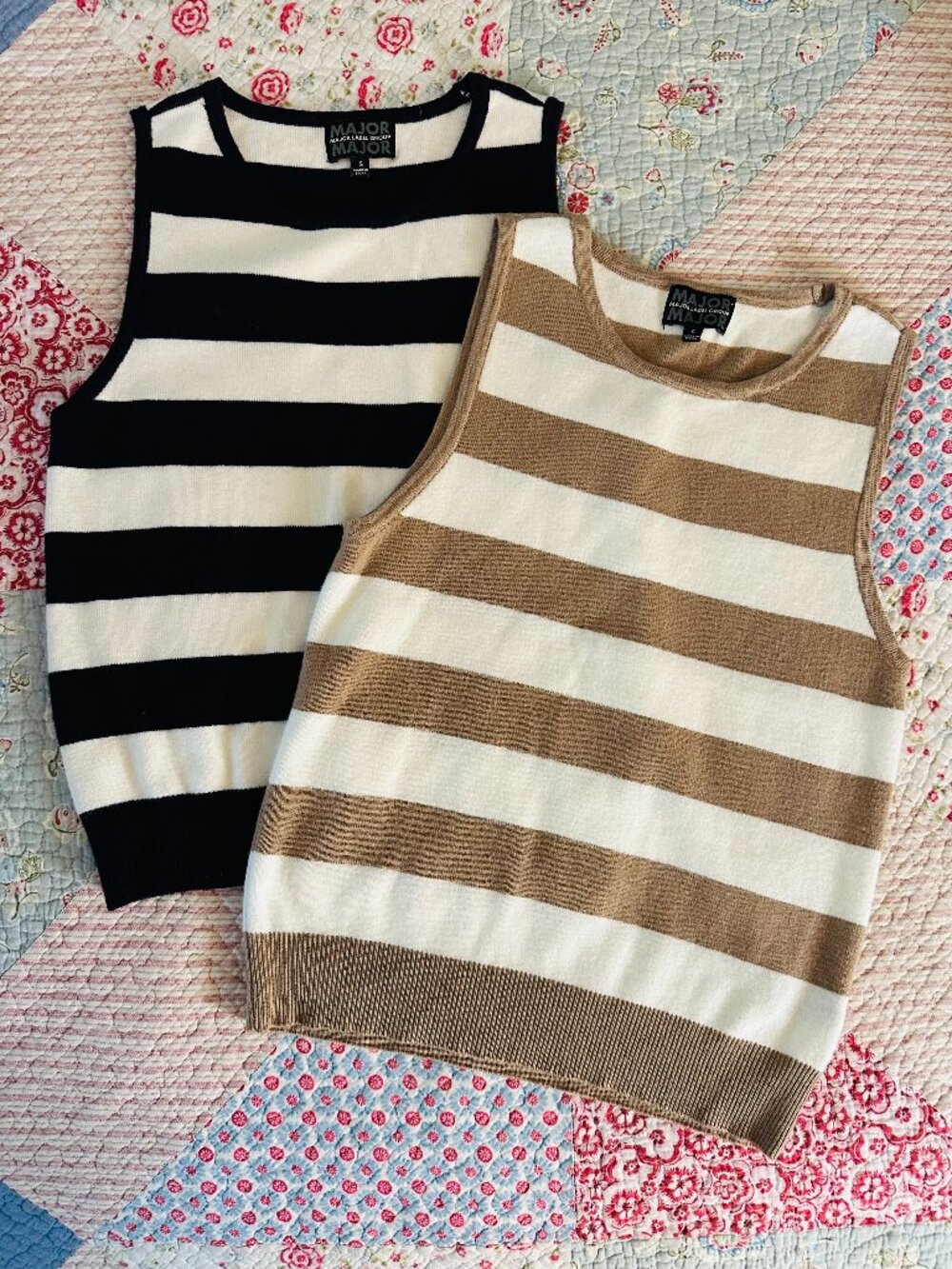 ✨ Preppy Academia Style Bundle, 2 colorways - stripe knit tank tops size S ✨